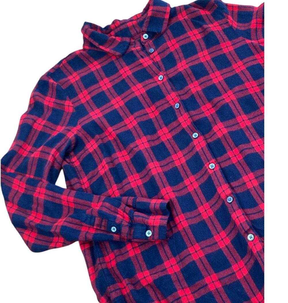Banana Republic Womens S Dillon Blue & Red Plaid Shirt Cabin Grunge Gorpcore